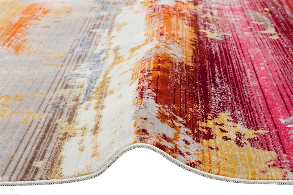 Hav Toz Vermez Etnik ve Modern Desenli Renkli Saçaklı Halı 