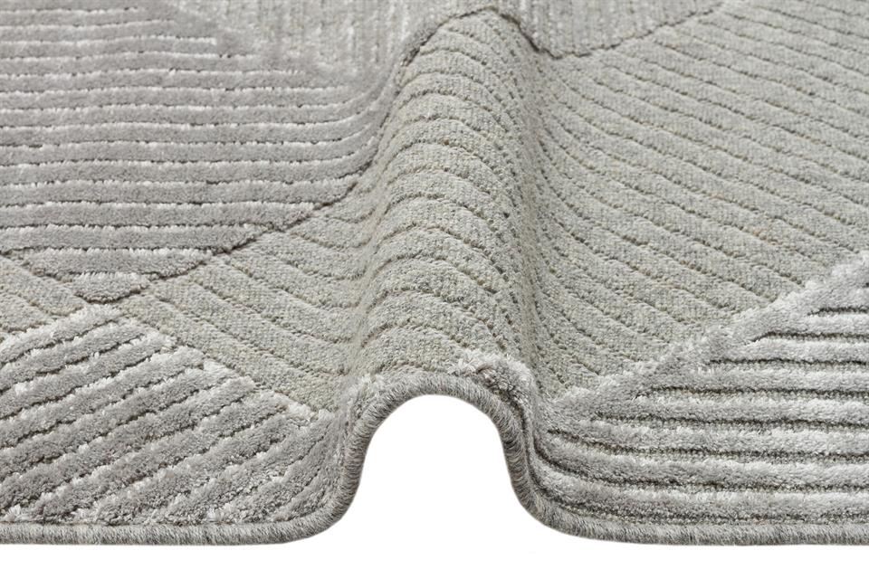 Yüksek Alçak Dokulu Naturel Yün ve Viskon Modern Dokuma Halı