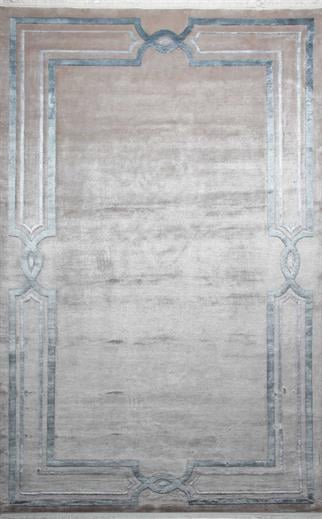 Kabartmalı İşlemeli Yün ve Viskon ile Üretilen Düğümlü El Dokuma Halı 