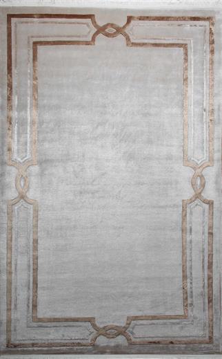 Kabartmalı İşlemeli Yün ve Viskon ile Üretilen Düğümlü El Dokuma Halı 