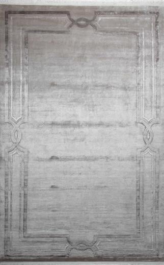 Kabartmalı İşlemeli Yün ve Viskon ile Üretilen Düğümlü El Dokuma Halı 