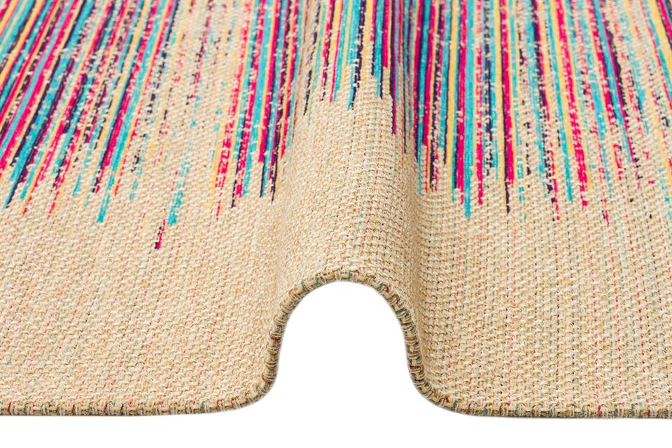 Hasır Görünümlü Kaymaz Renkli Dokuma Modern Kilim