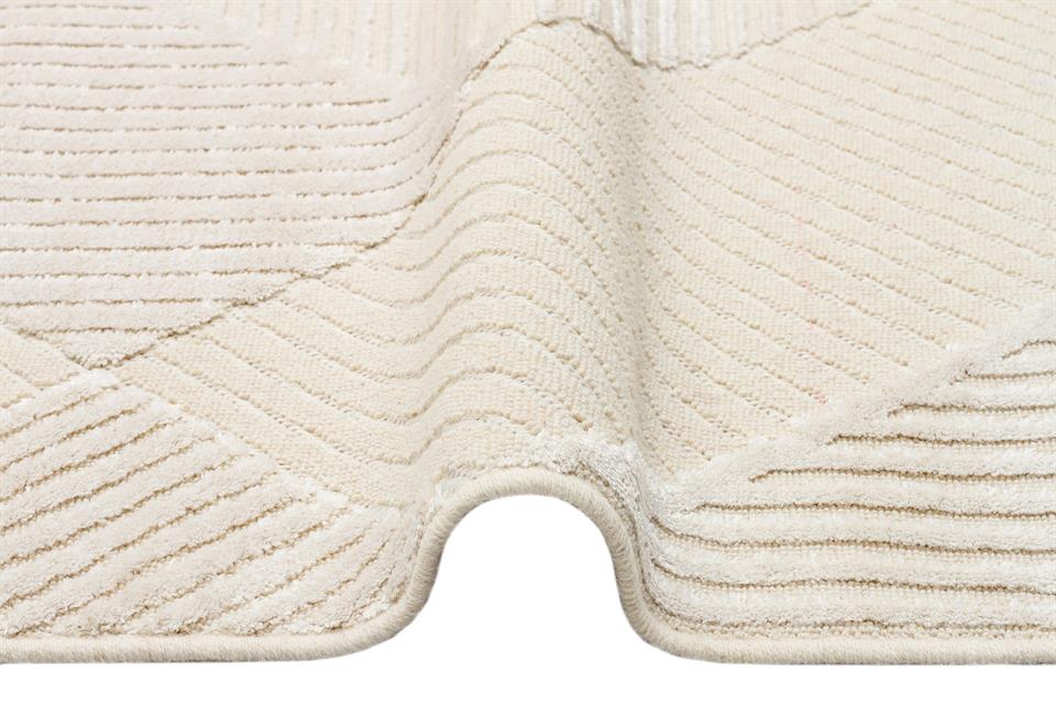 Yüksek Alçak Dokulu Naturel Yün ve Viskon Modern Dokuma Halı
