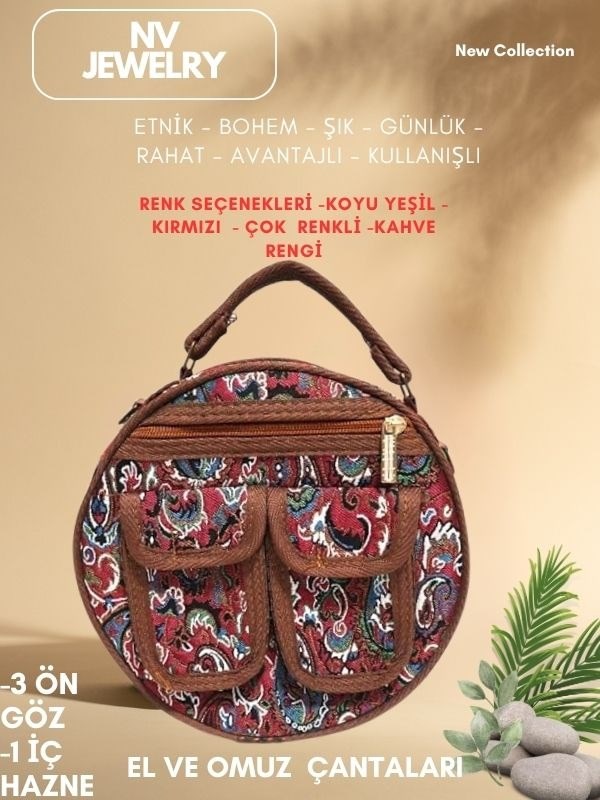  Yuvarlak Bohem Desenli Çanta