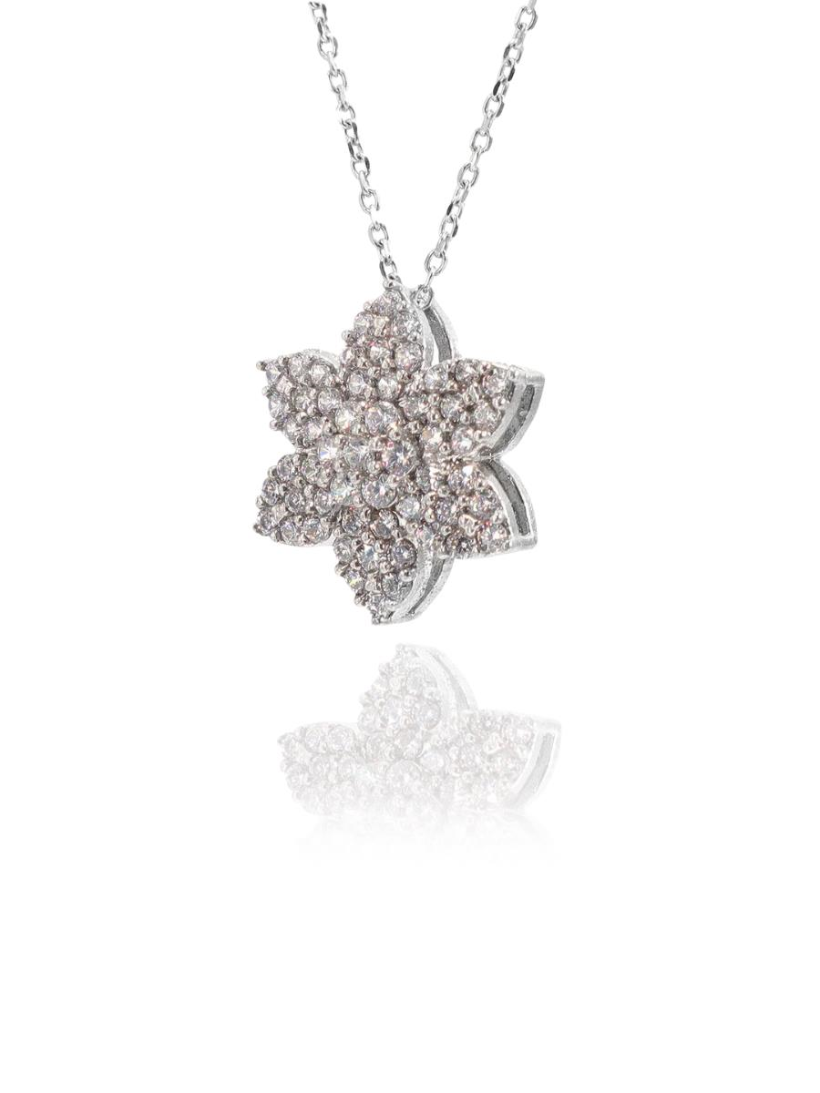 Katmanlı Taşlı Papatya Kolye