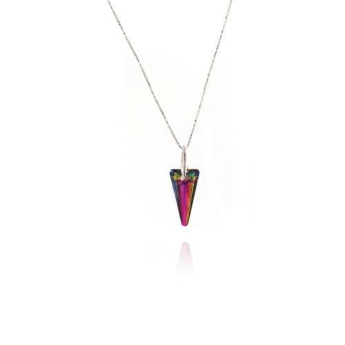 Renkli Swarovski Üçgen Kolye