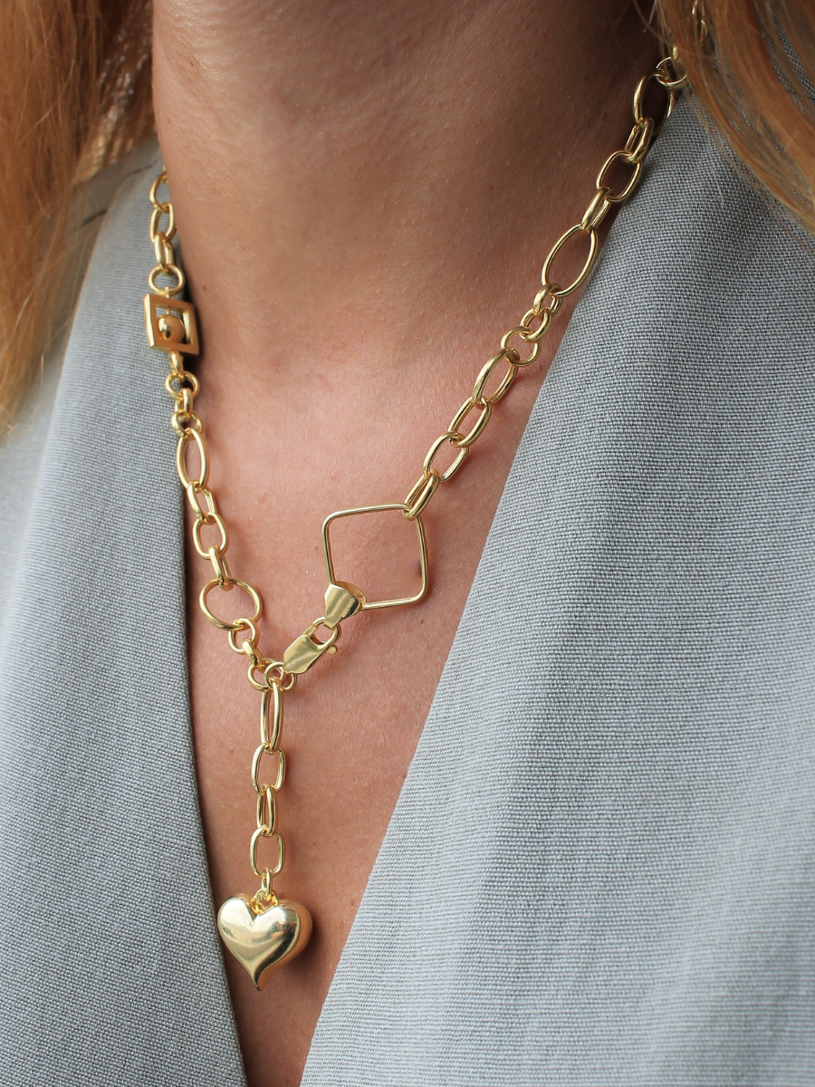 Sallantılı Kalp Zincir Kolye