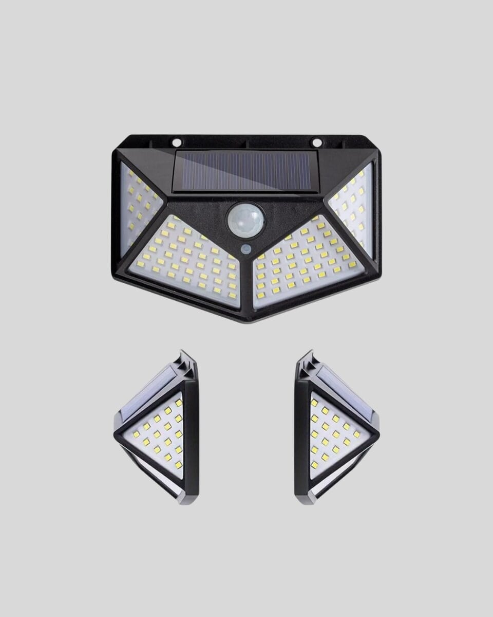 100 LED Solar Lamba Hareket Algılamalı Bahçe Duvar Dış Mekan Aydınlatma