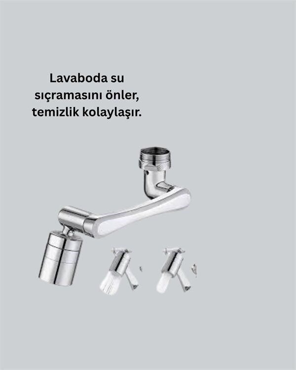 1080° Dönebilen Musluk Başlığı 2 Su Modlu Ayarlanabilir Esnek Tasarım