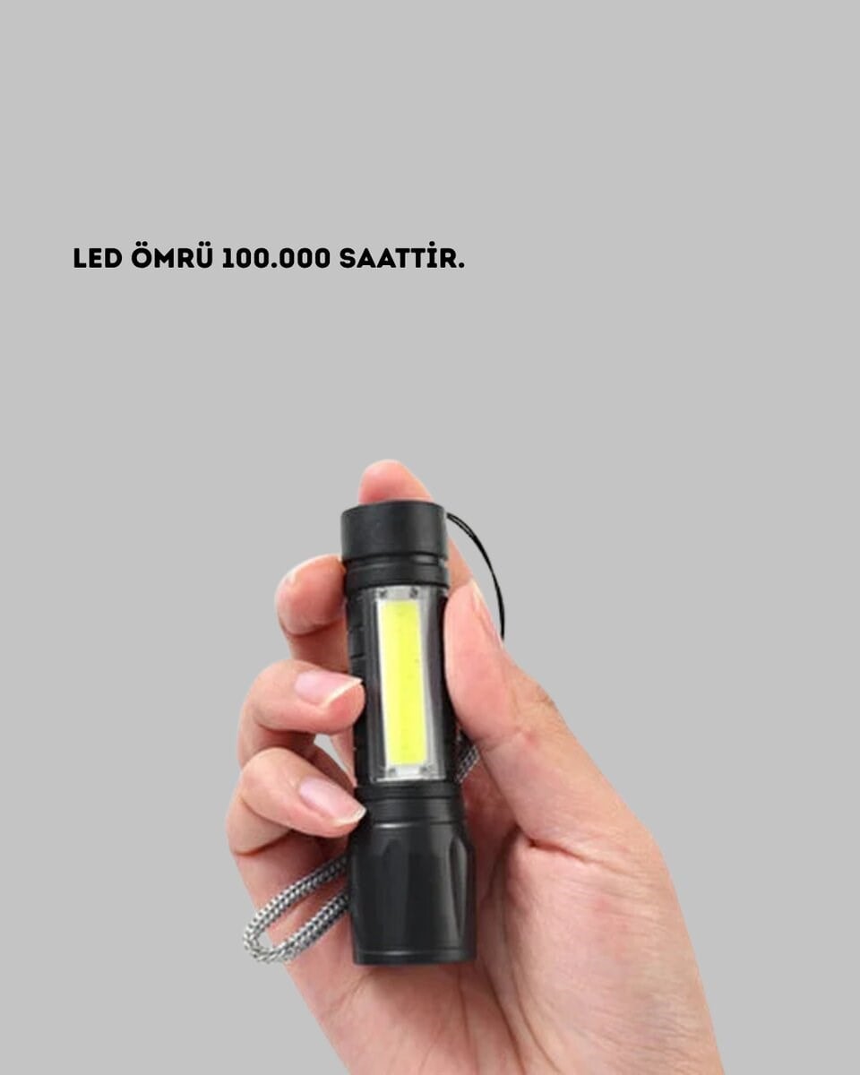 4 Mod Şarjlı Işıldak | Ultra Güçlü Cree LED | Su Geçirmez Alüminyum Gövde