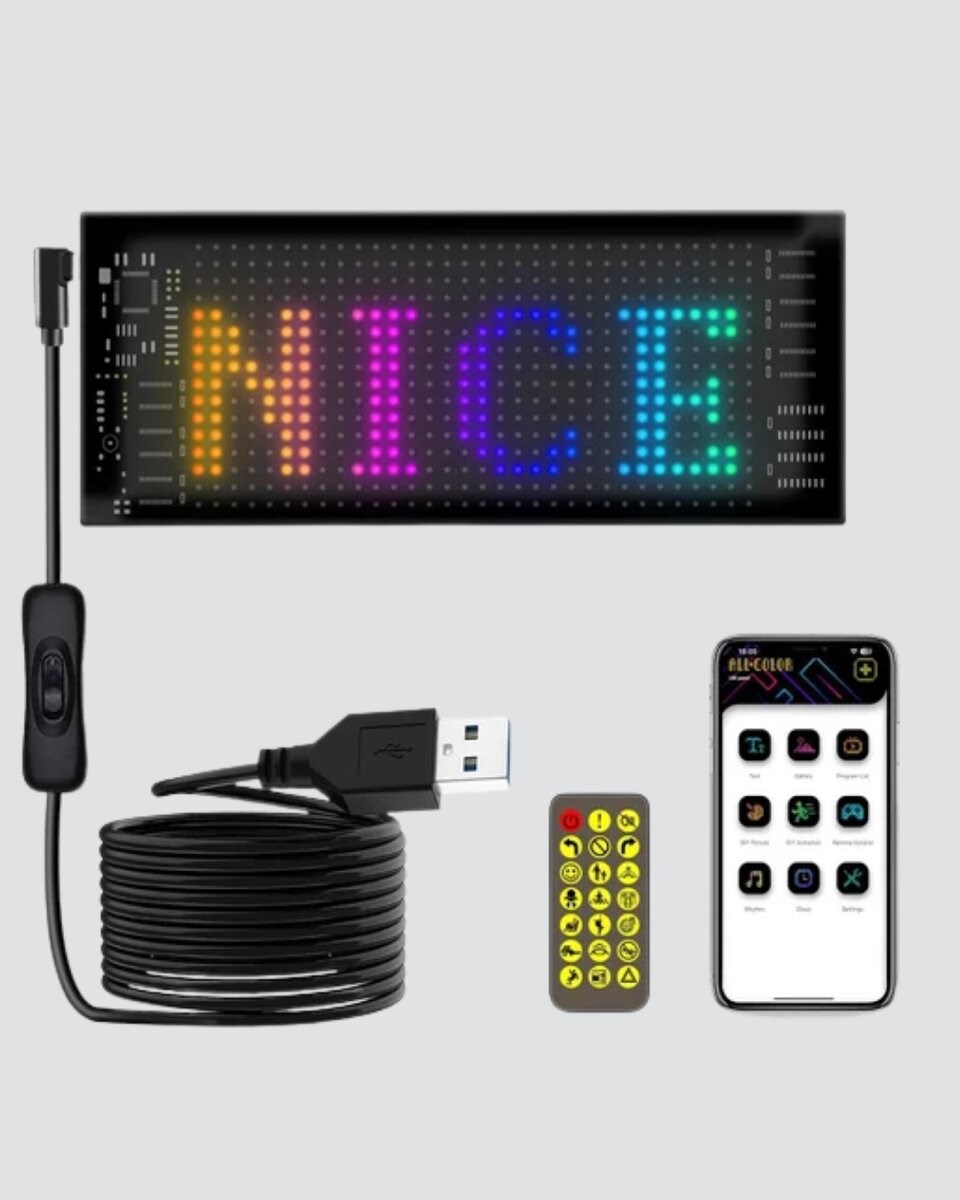 5V USB Akıllı Piksel LED Panel – Mobil Uygulama Kontrollü, Renkli Işık Efektli