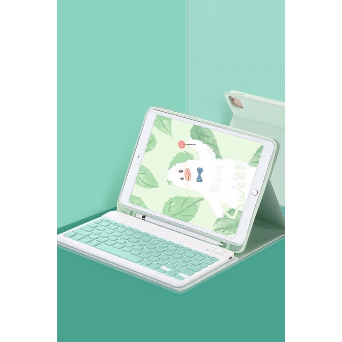 Apple İpad Pro 11 (2022) Kılıf Kc01 Smart Klavyeli Tablet Kılıfı - Açık Yeşil