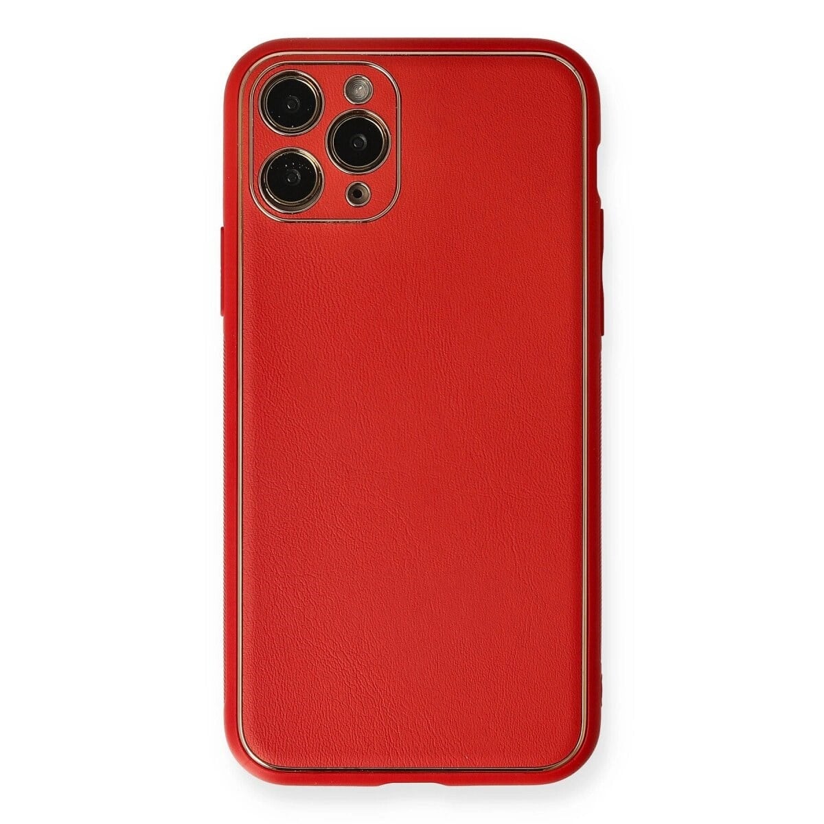 Apple İphone 11 Pro Max Kılıf Coco Deri Silikon Kapak - Kırmızı