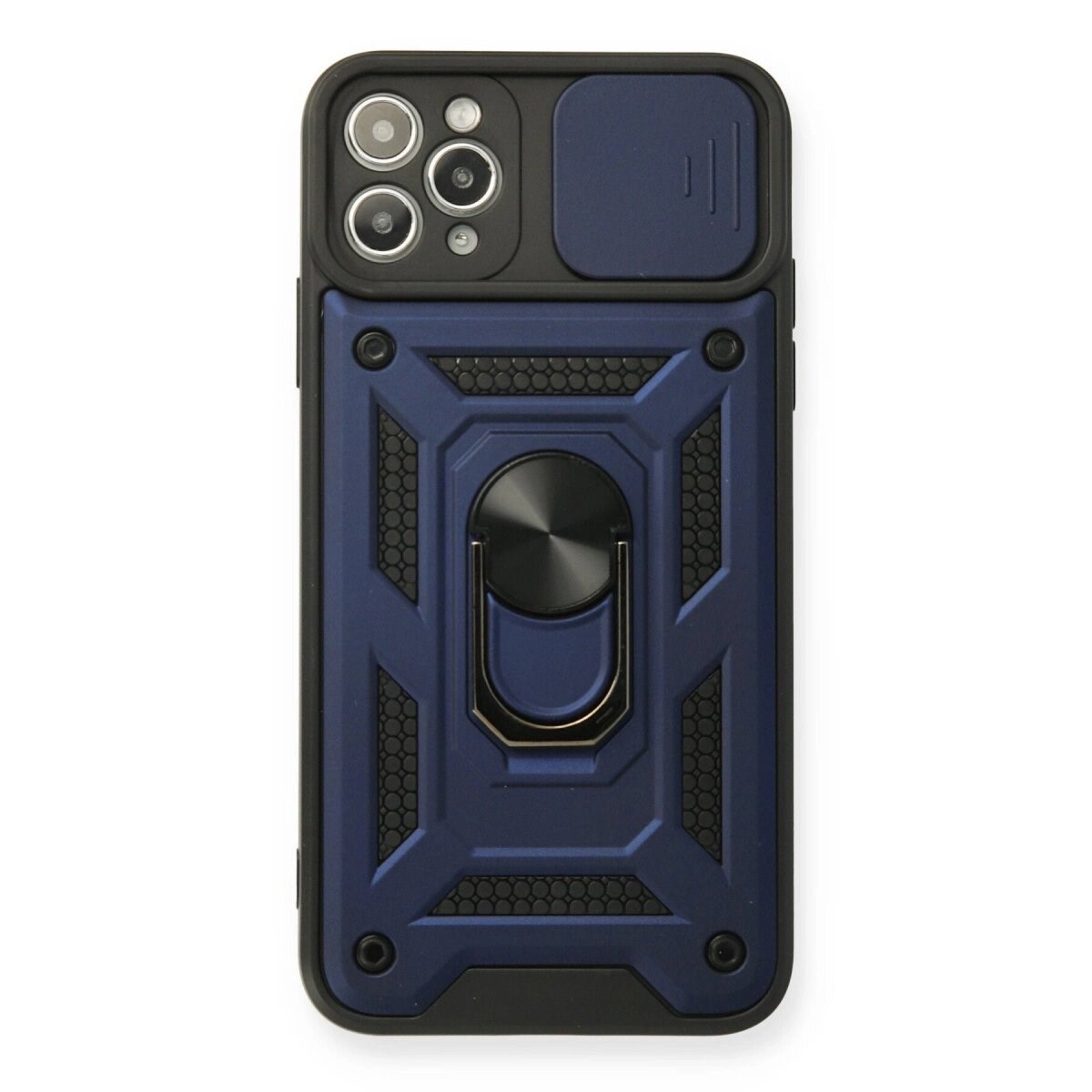 Apple İphone 11 Pro Max Kılıf Pars Lens Yüzüklü Silikon - Lacivert