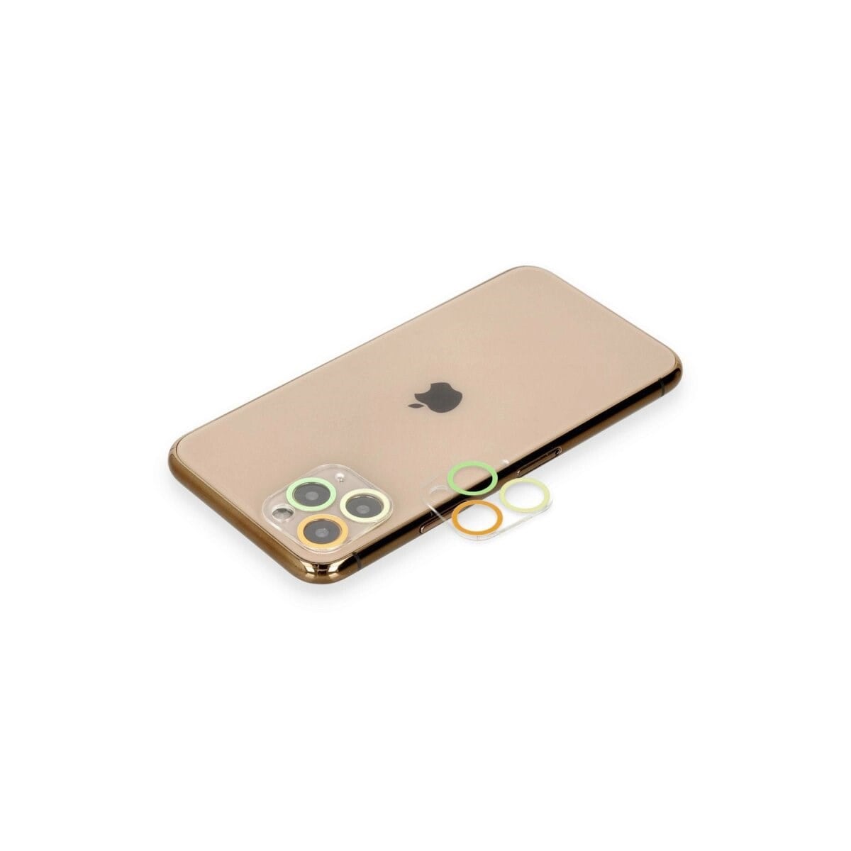 Apple İphone 11 Pro Renkli Kamera Lens Koruma Cam - Sarı-turuncu
