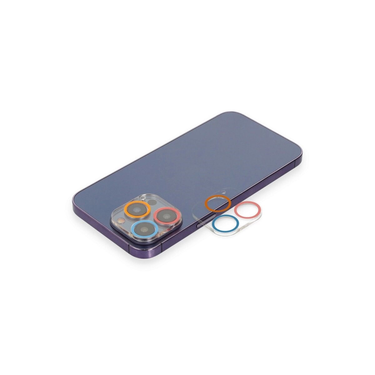 Apple İphone 13 Pro Renkli Kamera Lens Koruma Cam - Pembe-mavi