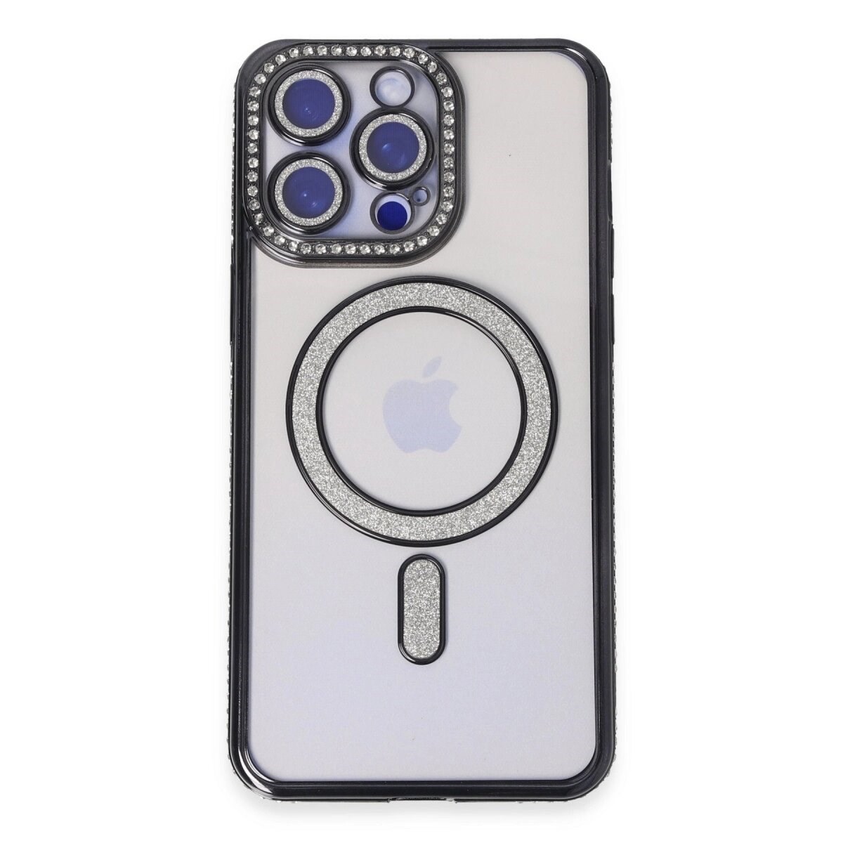 Apple İphone 14 Pro Kılıf Joke Simli Magneticsafe Kılıf - Siyah
