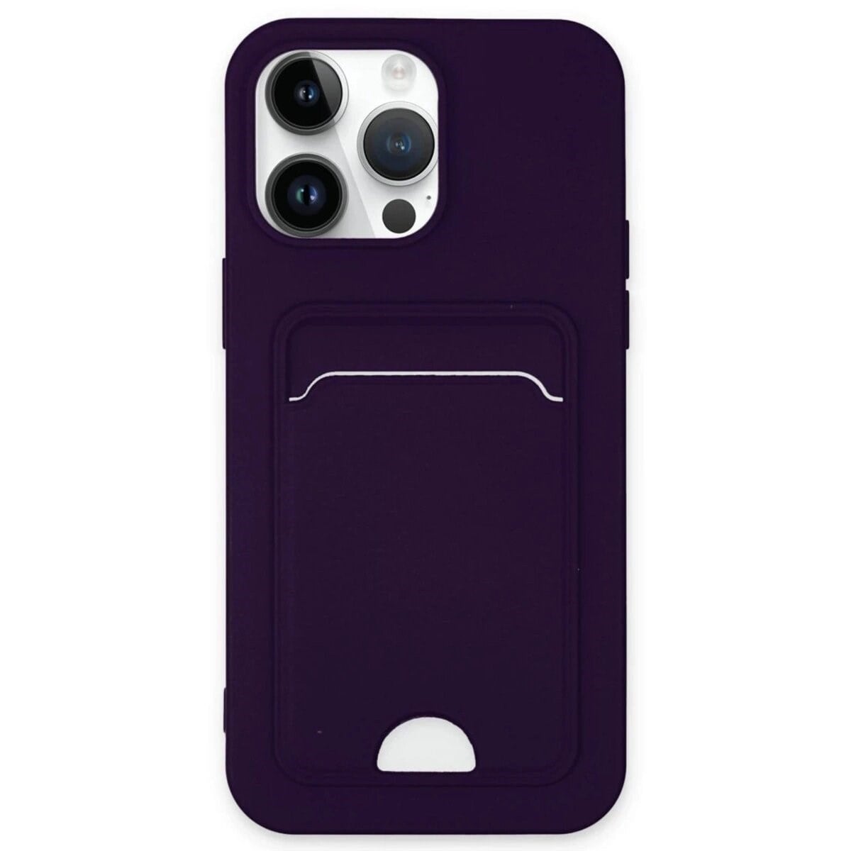 Apple İphone 14 Pro Kılıf Kelvin Kartvizitli Silikon - Derin Mor