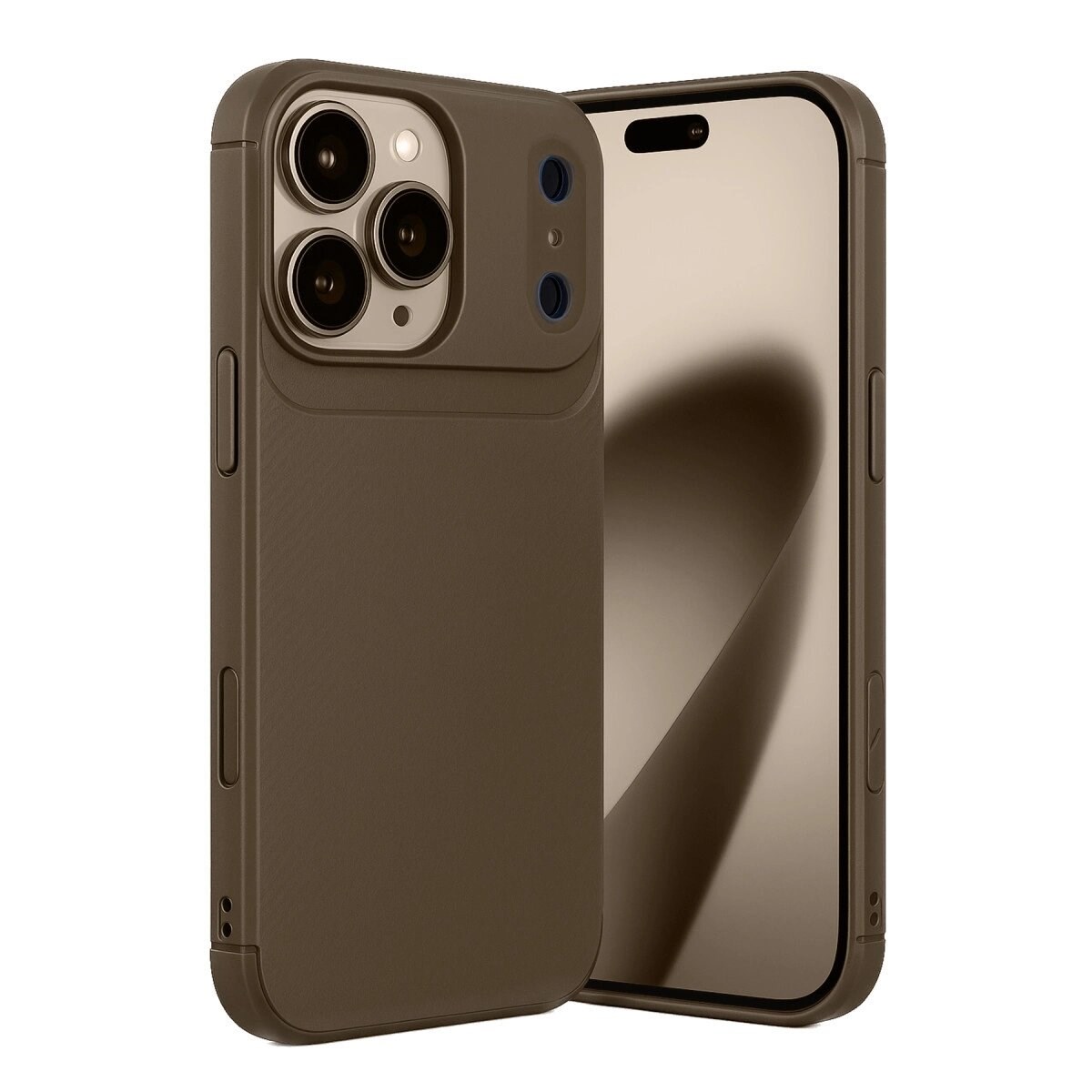 Apple İphone 17 Pro Auto Focus Karbon Kapak - Kahverengi