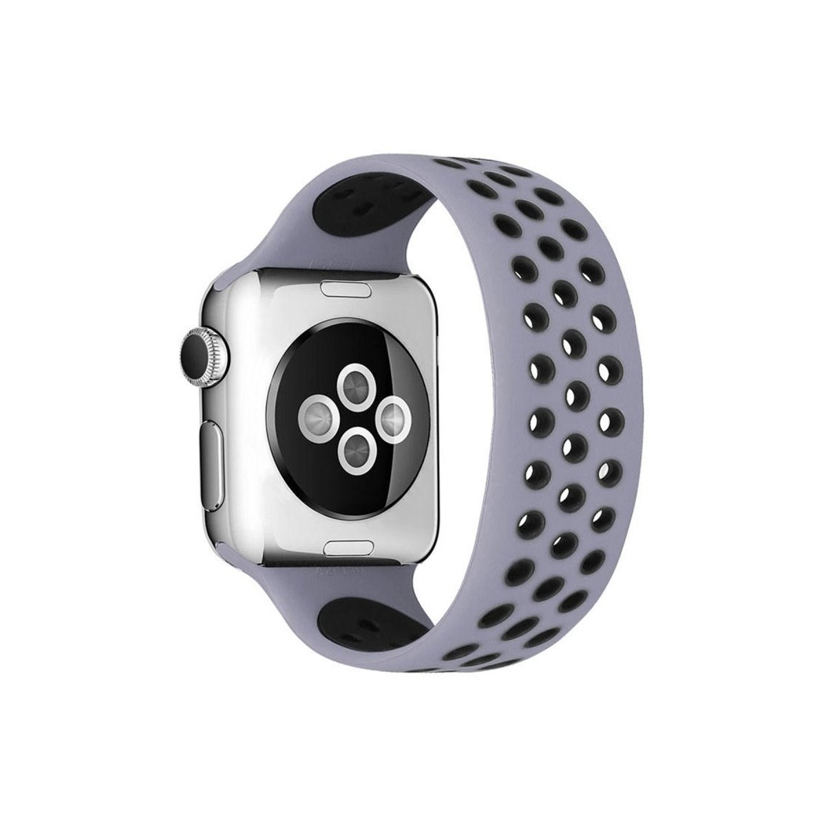 Apple Watch 38mm Ayarlı Delikli Silikon Kordon - Gri-siyah