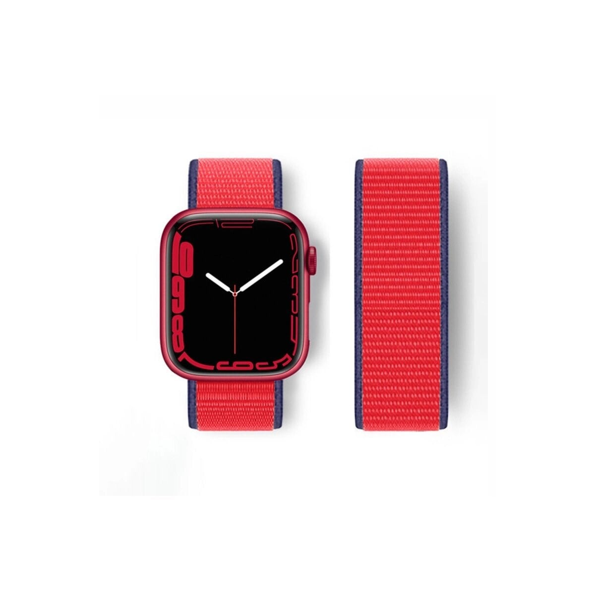 Apple Watch 38mm Hasırlı Cırtcırtlı Kordon (saat Değildir) - Lacivert-kırmızı
