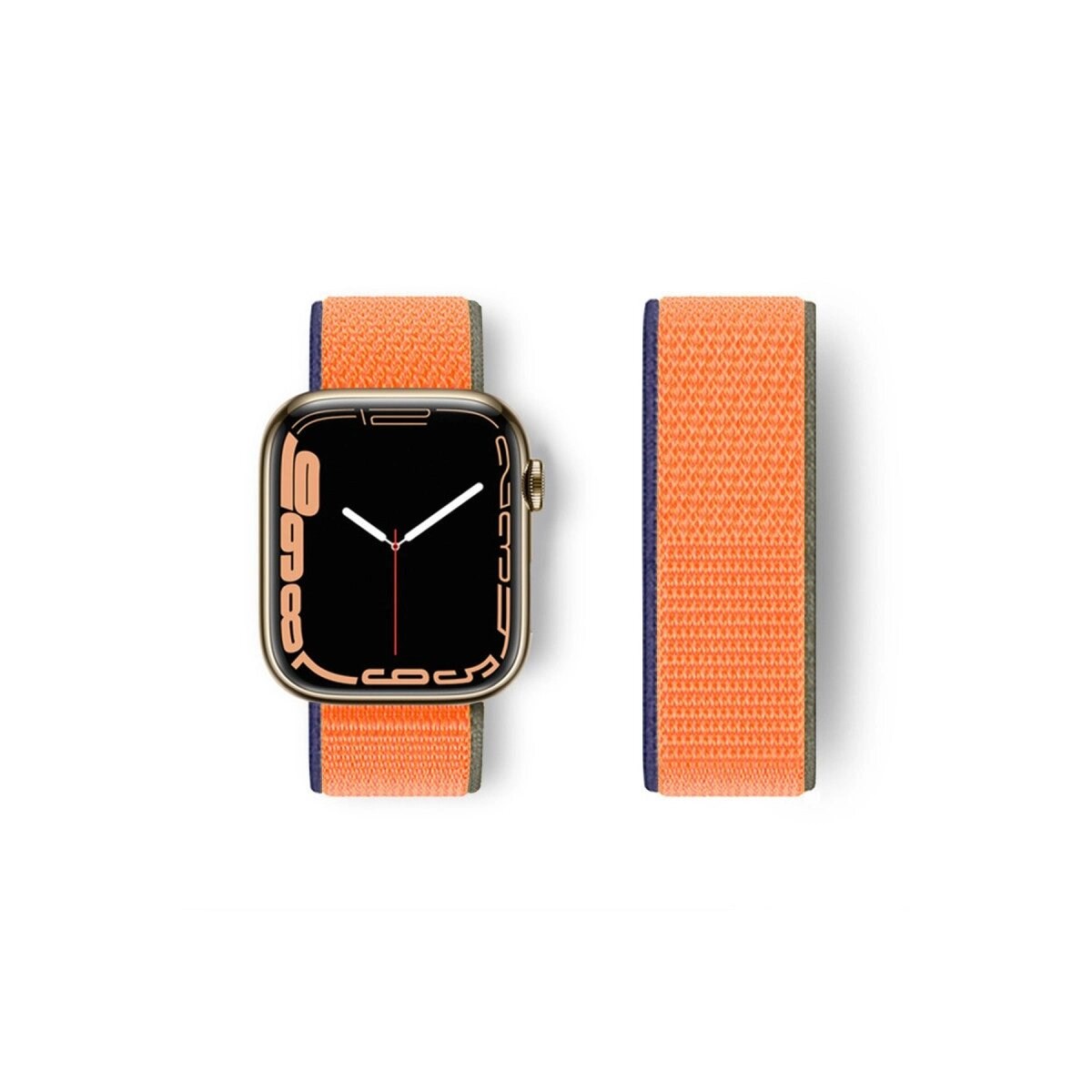 Apple Watch 38mm Hasırlı Cırtcırtlı Kordon (saat Değildir) - Lacivert-turuncu