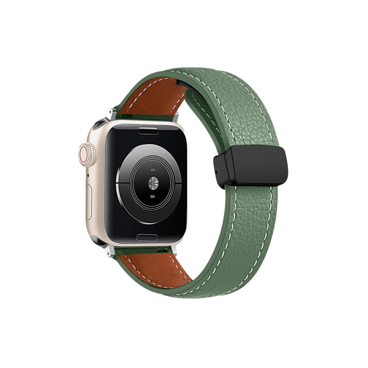 Apple Watch 38mm Kr414 Daks Deri Kordon - Koyu Yeşil