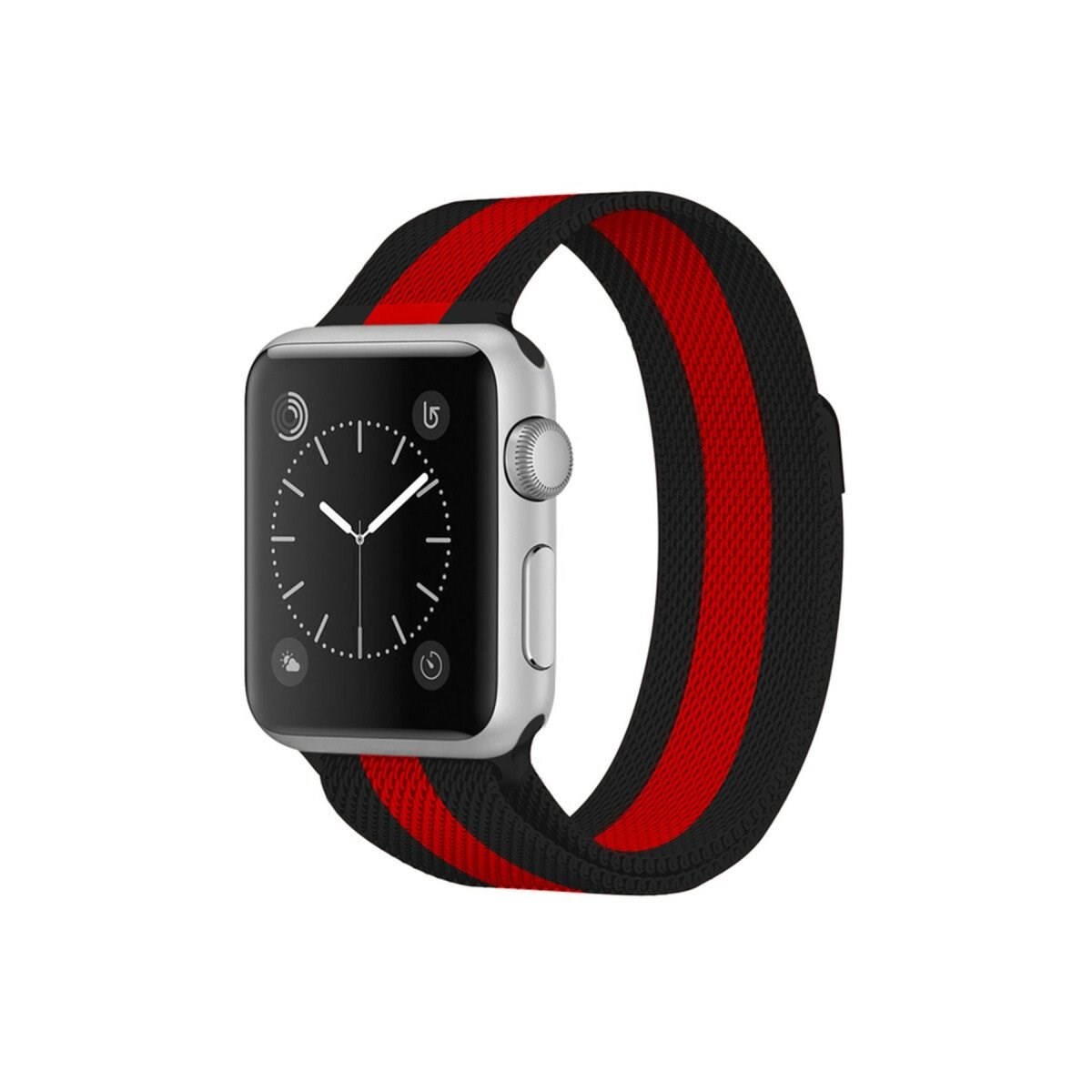 Apple Watch 38mm Metal Mıknatıslı Kordon (saat Değildir) - Siyah-kırmızı