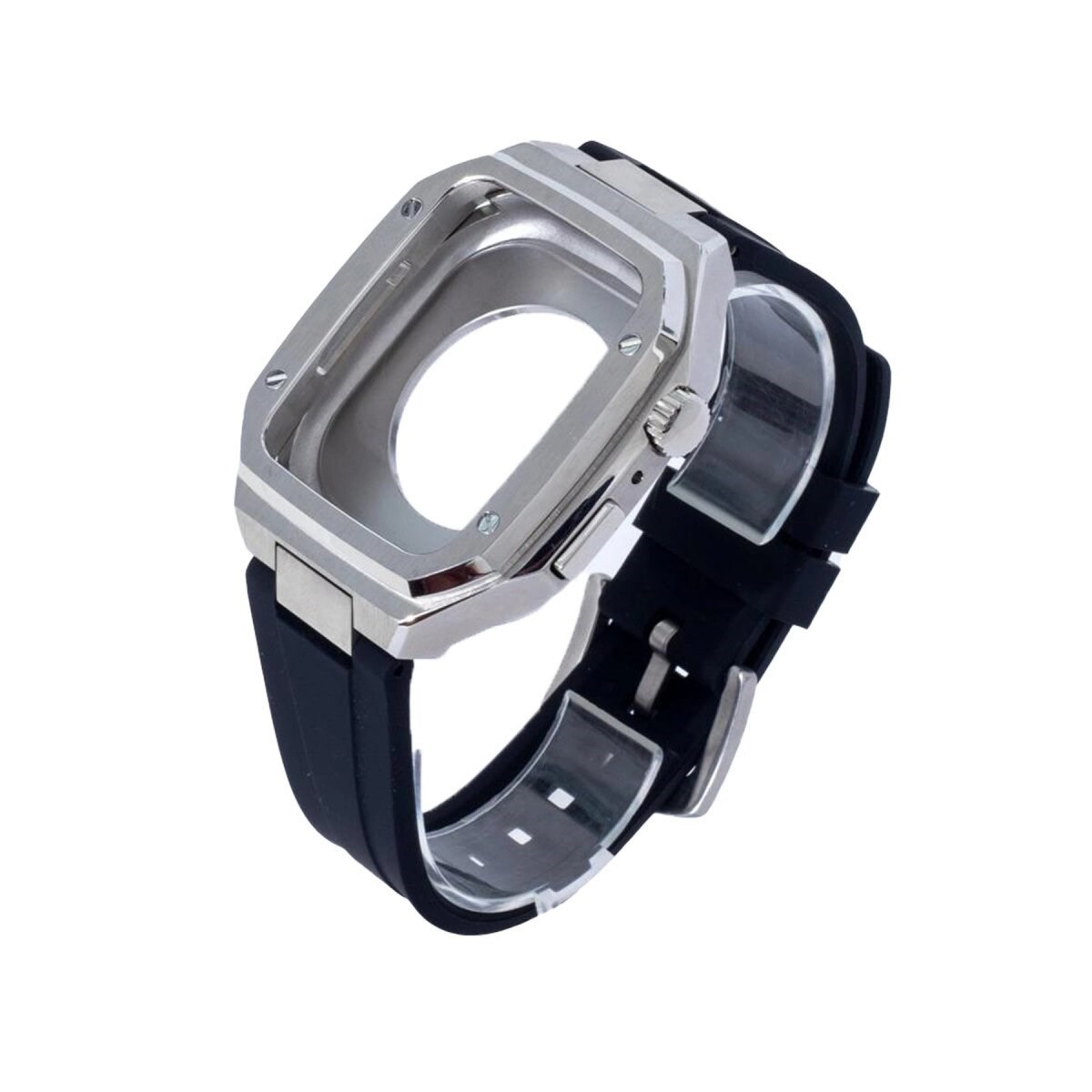 Apple Watch 44mm Kr402 Metal Kasa Silikon Kordon (saat Değildir) - Gümüş