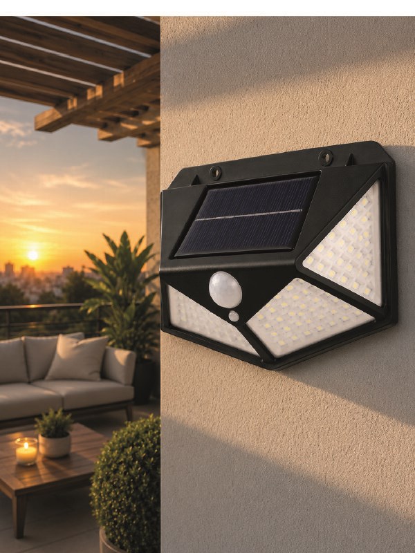 Bahçe Balkon Garaj ve Girişler İçin Güneş Enerjili Hareket Sensörlü LED Duvar Lambası