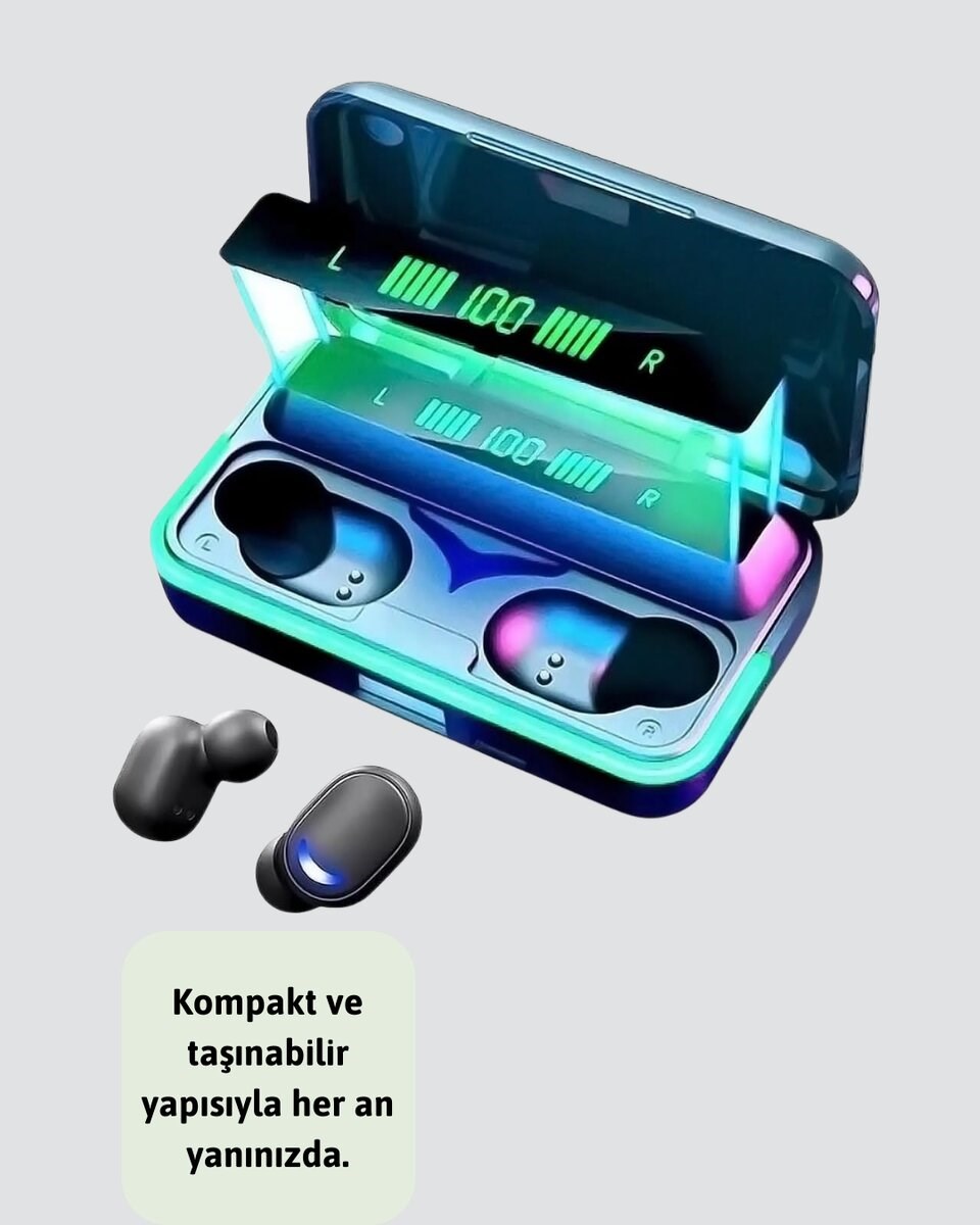 Bluetooth 5.1 Oyuncu Kulaklığı LED Ekranlı Powerbank Kulaklık