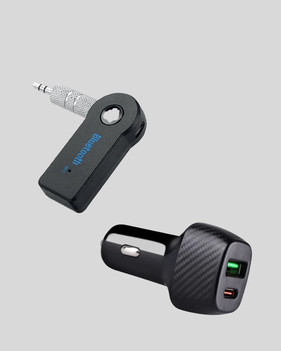 Bluetooth AUX Çevirici ve PD Destekli Araç Şarj Cihazı 2’li Set