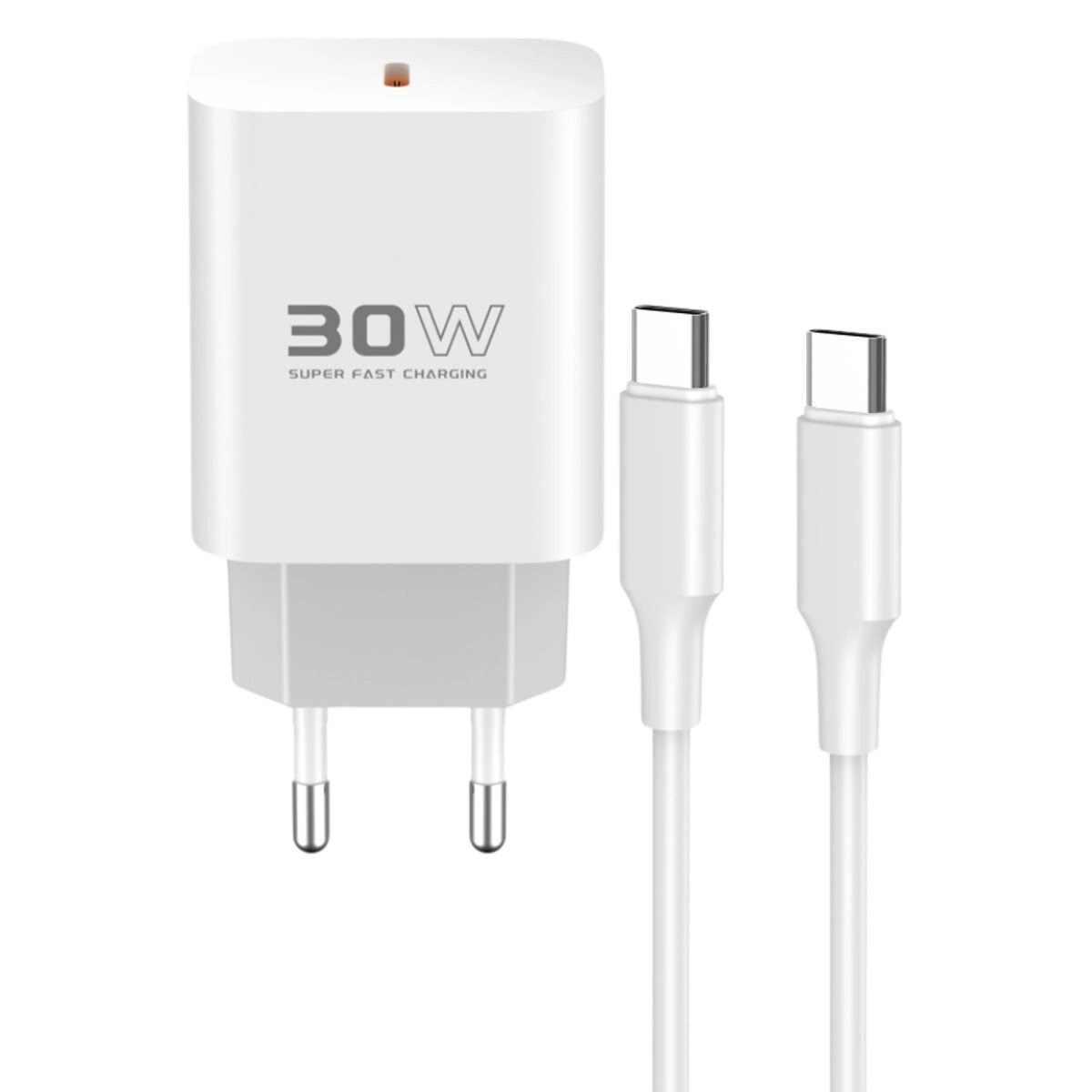 C87c 30w Type-c Çıkışlı Ekstra Dl51 1m Type-c To Type-c Kablolu Pd Şarj Cihazı - Beyaz