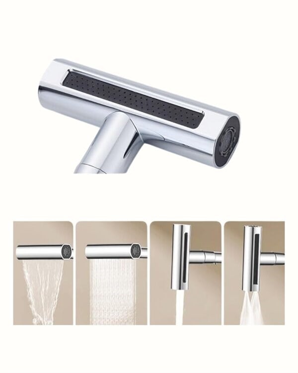 Çok Fonksiyonlu Musluk Başlığı | 4 Su Modu | Geniş Uyumlu Adaptör Seti | Mutfak ve Banyo Uyumlu
