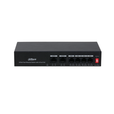 DAHUA 6port 36w 4port PoE PFS3006-4ET-36 10/100 2X-UPLINK Yönetilemez Switch
