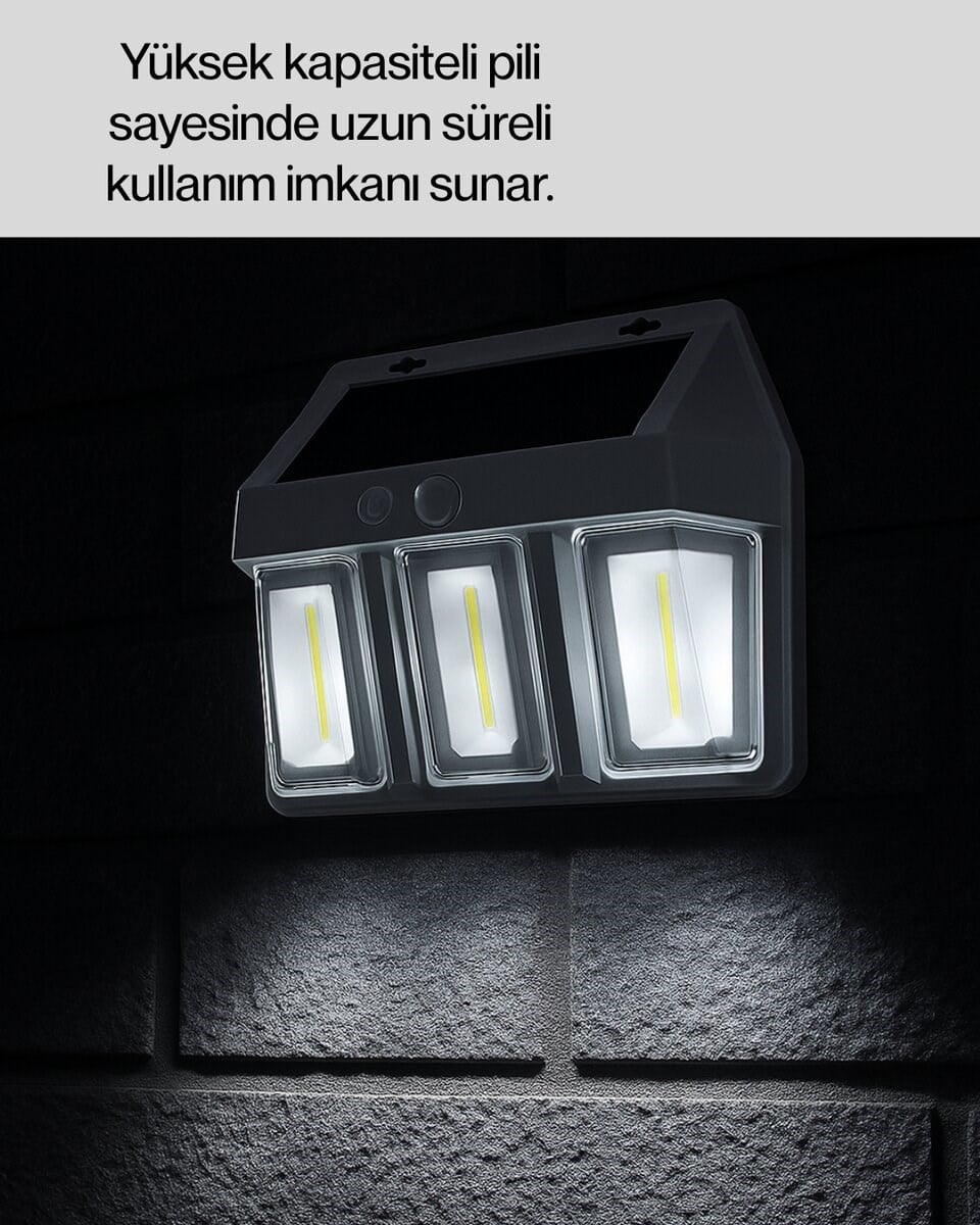 Dış Mekan Solar Duvar Lambası – 120° Hareket Algılama, 3 Işık Modu