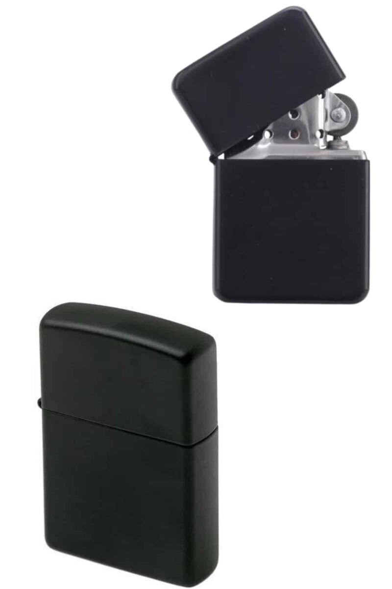 Doldurulabilir Siyah Benzinli Çakmak Metalik