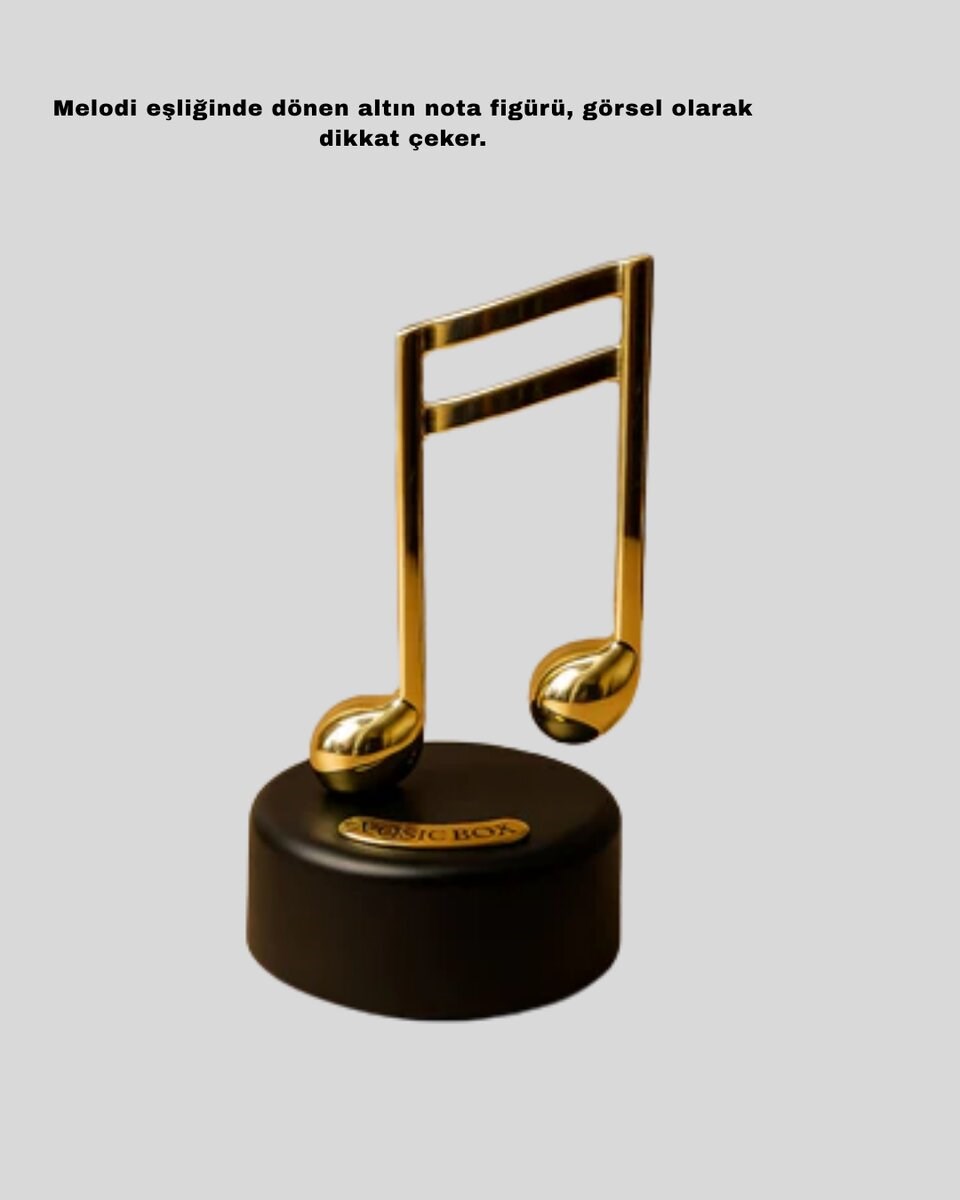 Dönen Nota Figürlü Müzik Box Işıltılı Dekoratif Tasarım