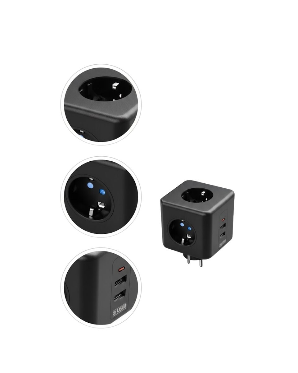 Elektronik Cihazlar İçin Akım Korumalı 3 Prizli USB’li Küp Priz