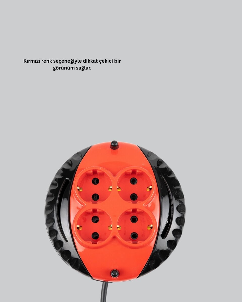 Ev ve Ofis İçin 5 Metre Kablolu 4 Priz Makarası