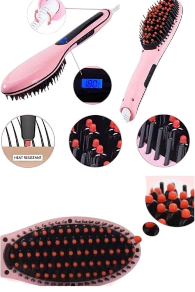 Fön Etkili Saç Düzleştirici Tarak Yıpranma Karşıtı Döner Kablo Isı Ayarlı