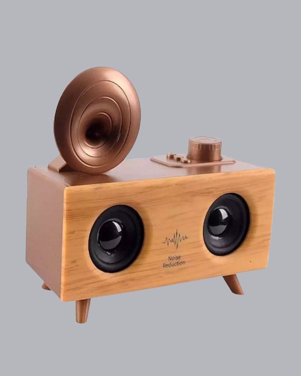 Gramafon Tasarımlı Bluetooth Hoparlör 3D Ses Teknolojili Çok Fonksiyonlu