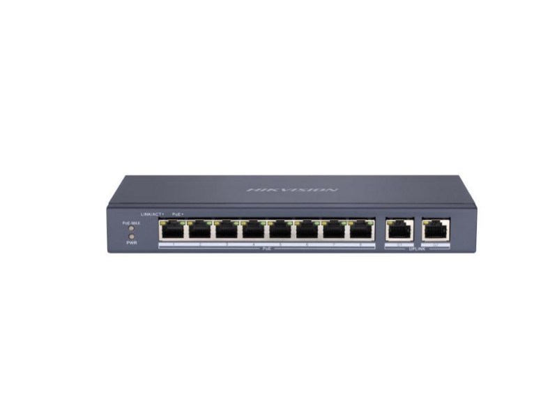 HIKVISION 8port 60w FULL PoE DS-3E0310P-E/M 10/100 2X-UPLINK Yönetilemez Switch Metal