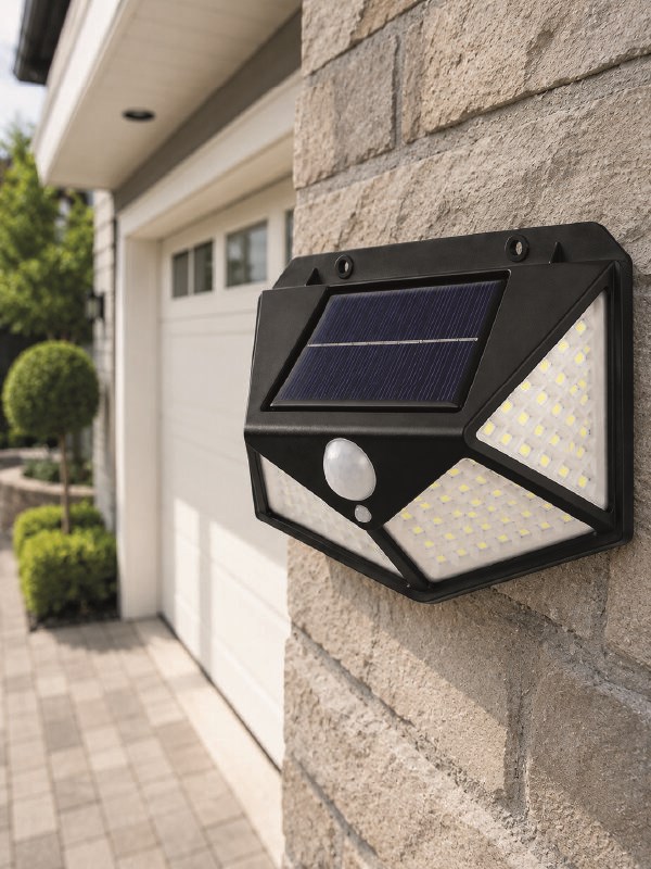 Hareket Sensörlü Güneş Enerjili Duvar Lambası Dış Mekan İçin Güçlü LED Aydınlatma