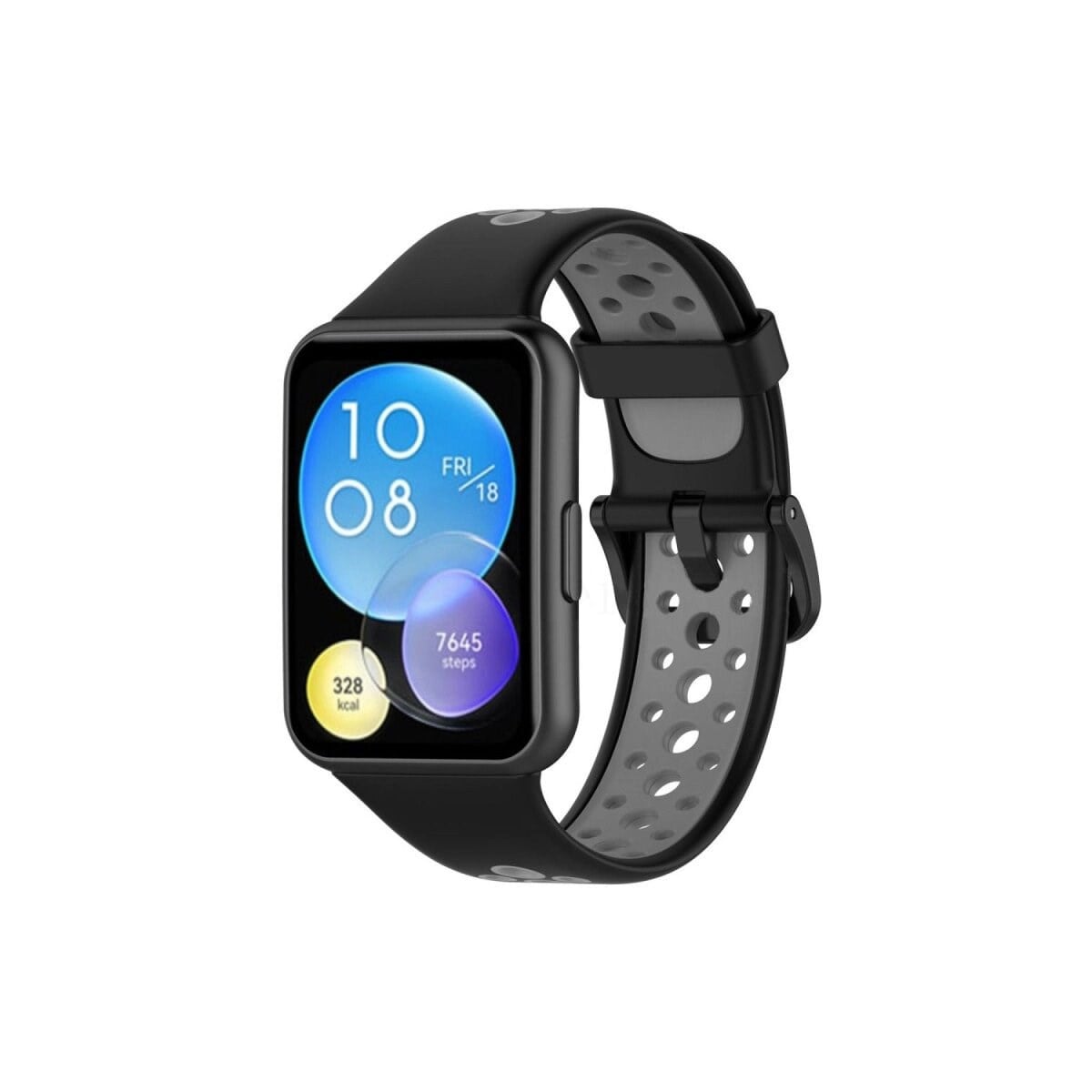 Huawei Watch Fit 2 Spor Delikli Kordon (saat Değildir) - Siyah-gri