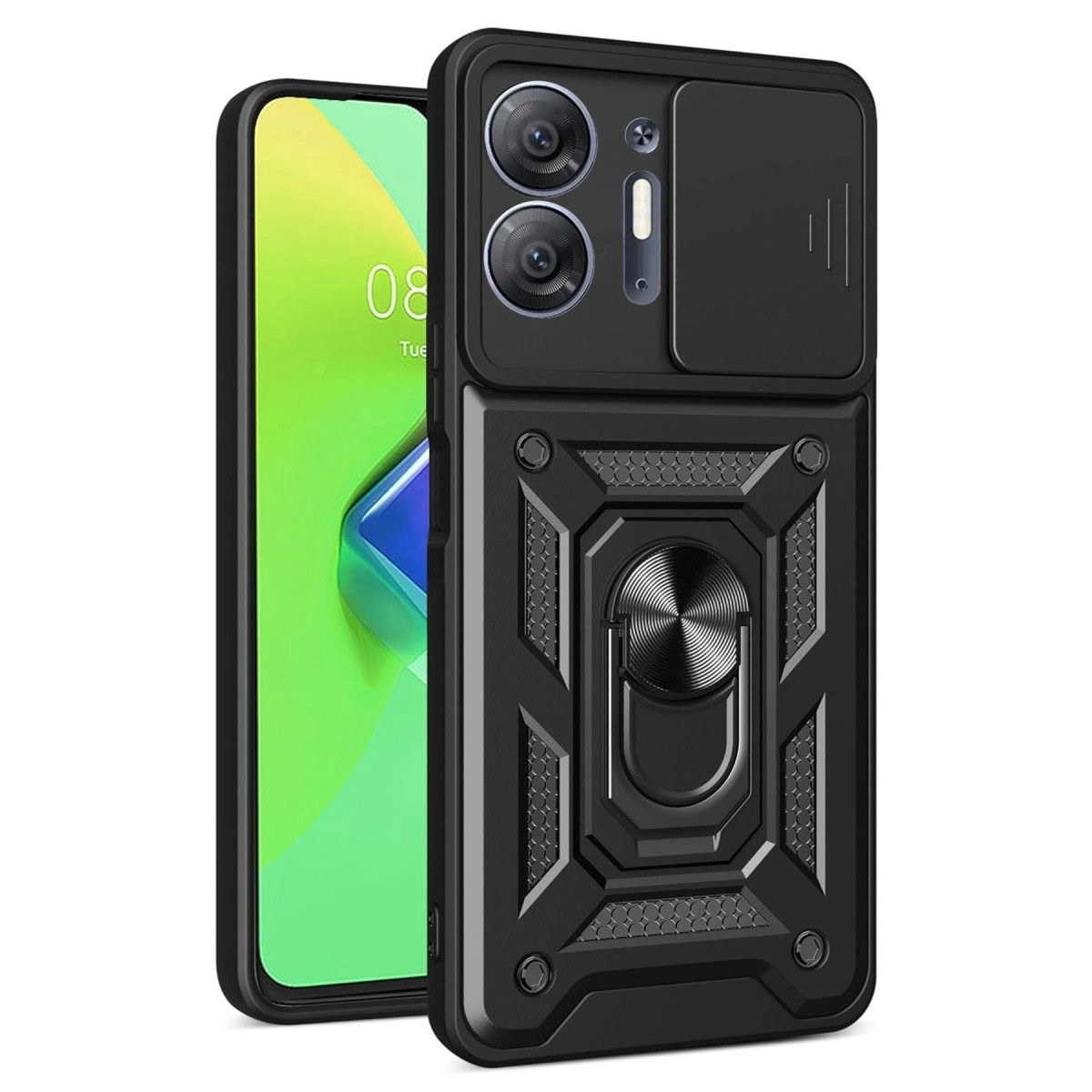 İnfinix Hot 30 5g Kılıf Pars Lens Yüzüklü Silikon - Siyah