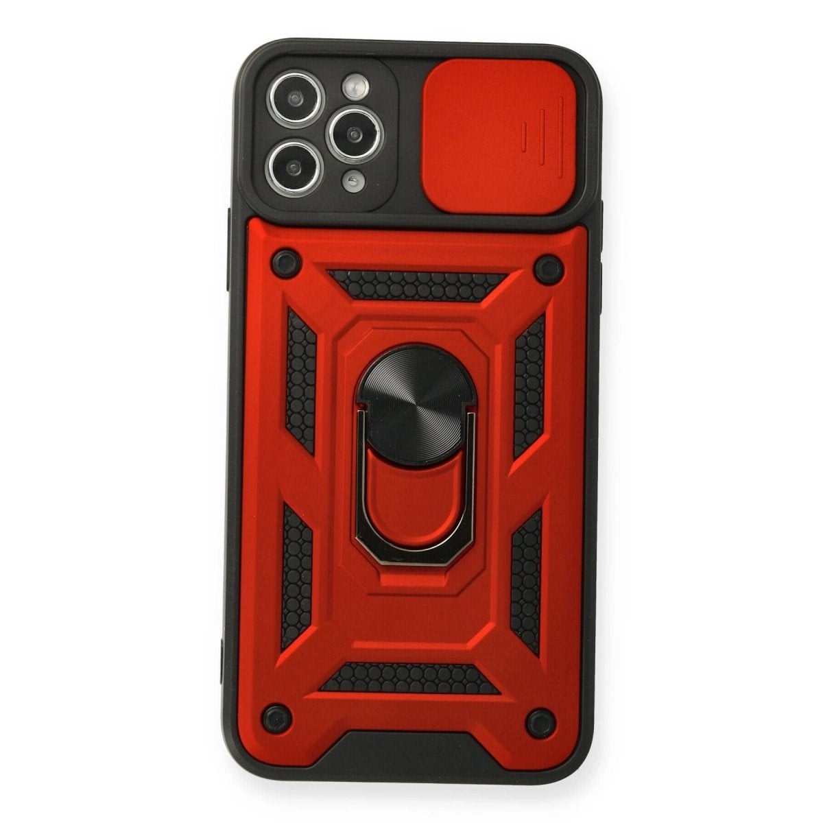 İphone 11 Pro Max Kılıf Pars Lens Yüzüklü Silikon - Kırmızı