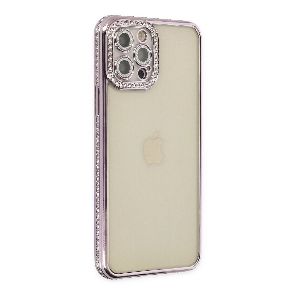İphone 12 Pro Kılıf Joke Taşlı Silikon - Mor