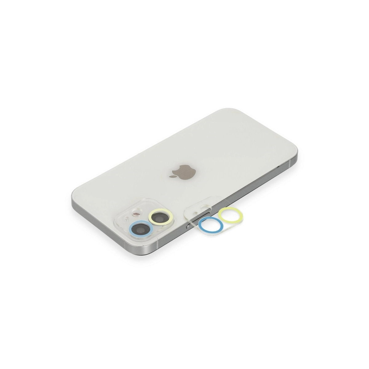 İphone 12 Renkli Kamera Lens Koruma Cam - Sarı-mavi