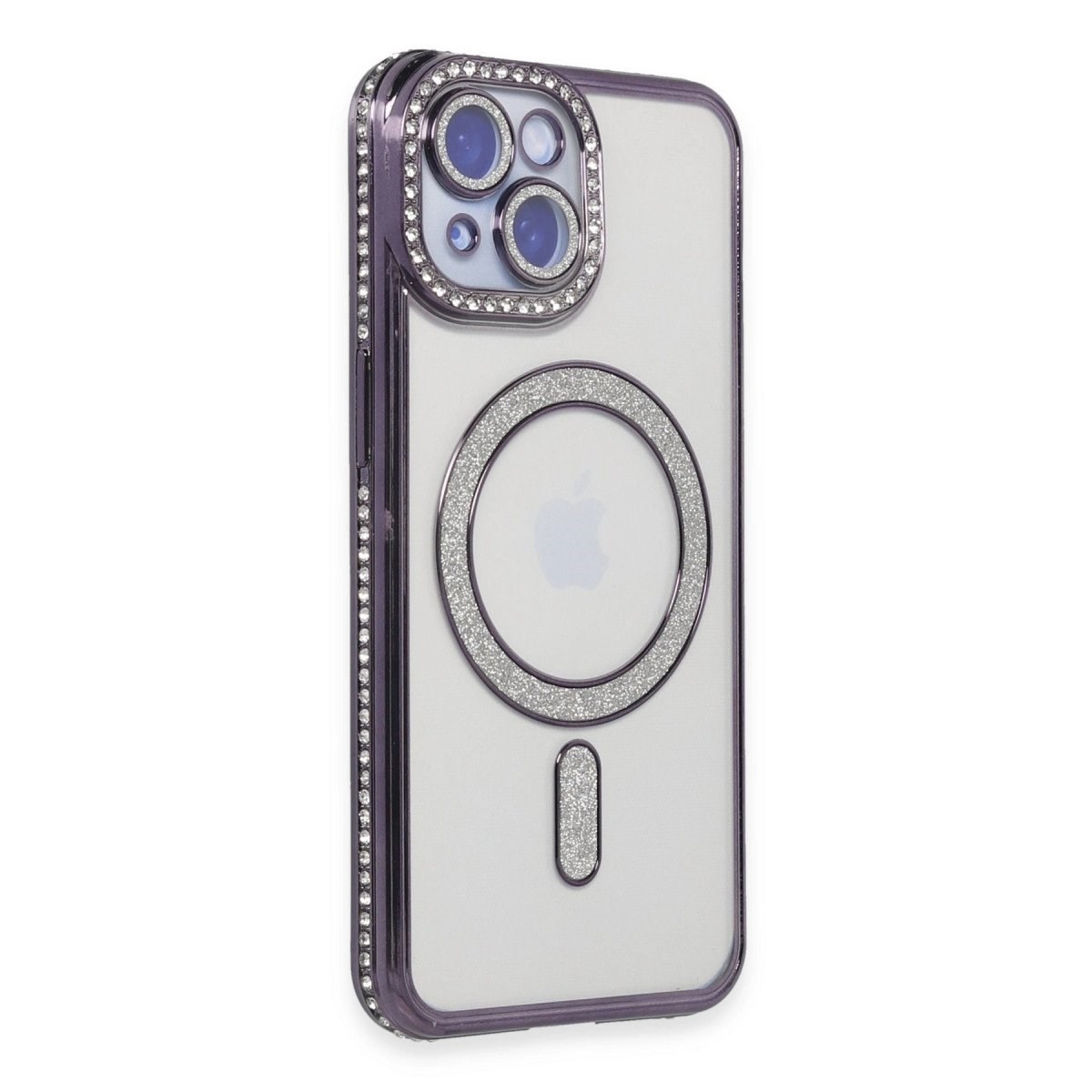 İphone 13 Kılıf Joke Simli Magneticsafe Kılıf - Derin Mor